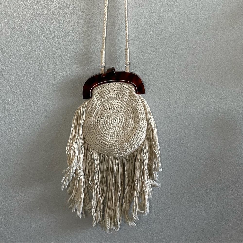 Zara crochet fringed cross body bag